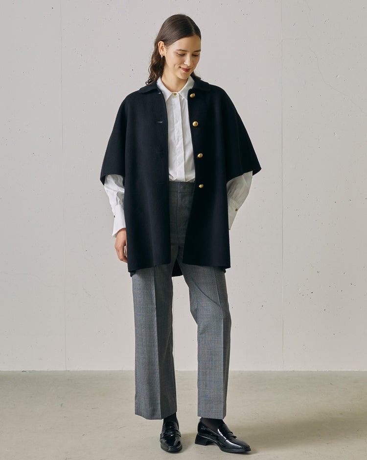 プレミアムウールリバー・ポンチョハーフコート 詳細画像 ブラック 4