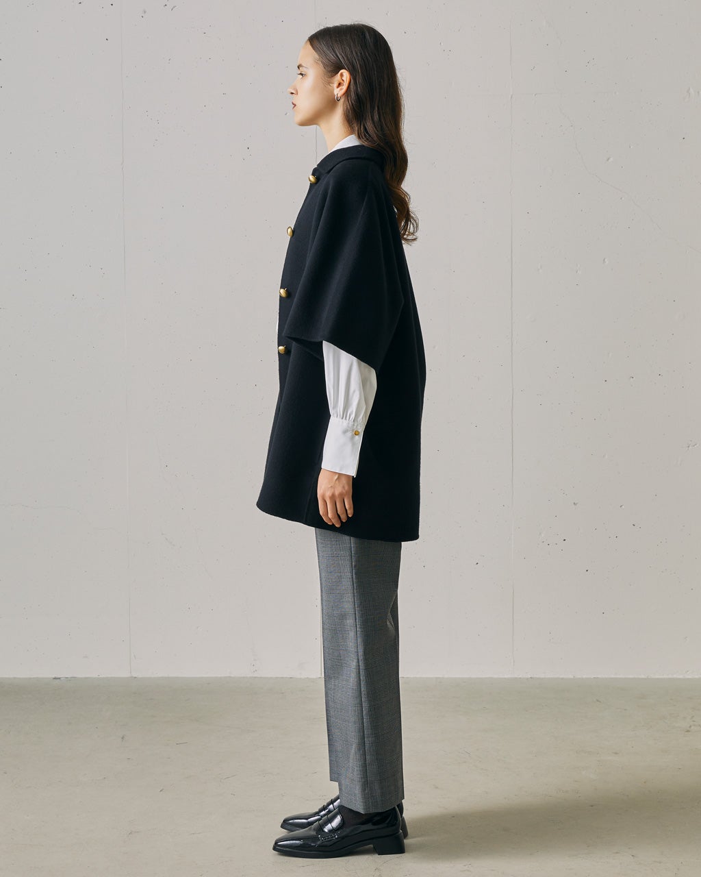プレミアムウールリバー・ポンチョハーフコート/40代50代からの