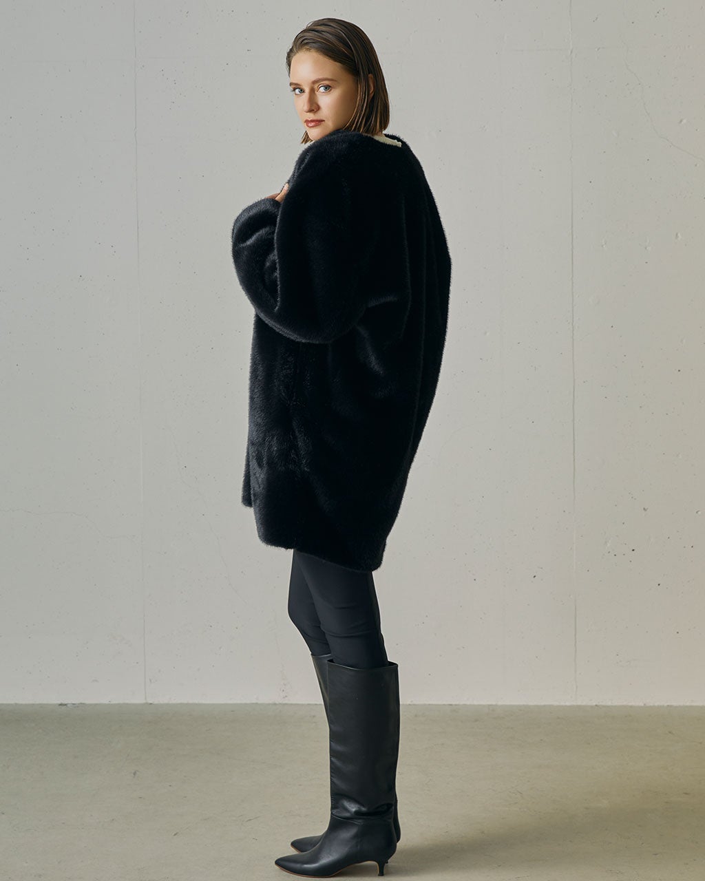 ミンクタッチファー・ノーカラーコート/DoCLASSE