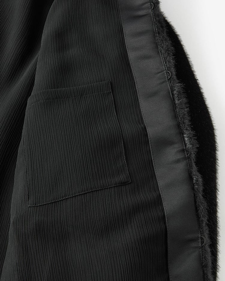 ミンクタッチファー・ノーカラーコート 詳細画像 ブラック 8