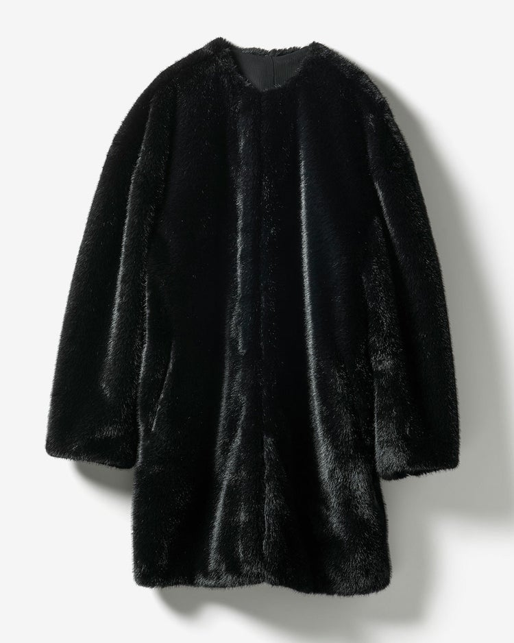 ミンクタッチファー・ノーカラーコート 詳細画像 ブラック 9