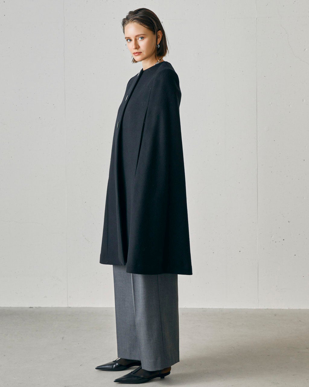ケープウールコート メルトンウール・ケープコート/40代50代からのレディースファッション