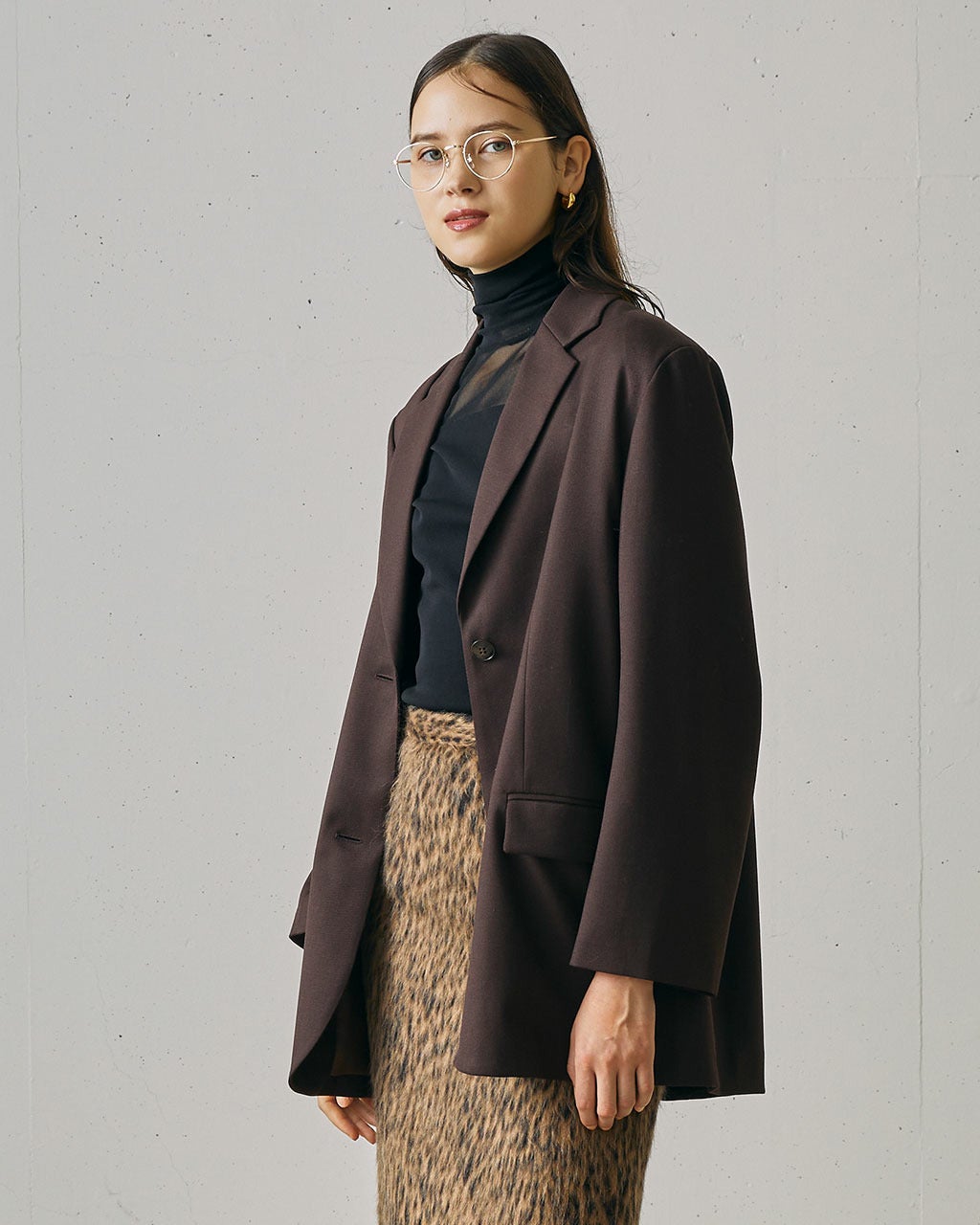 ヴァージンウール混・オーバーサイズジャケット/40代50代からの