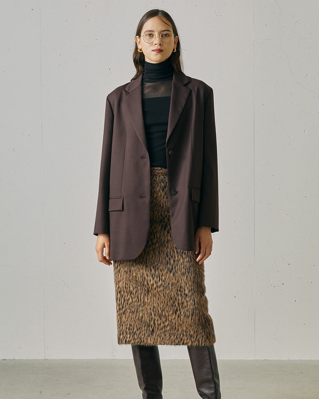 ベージュ ウール オーバーサイズジャケット ベージュ系・ブラウン系 追加生産予約】ウール混オーバーサイズ