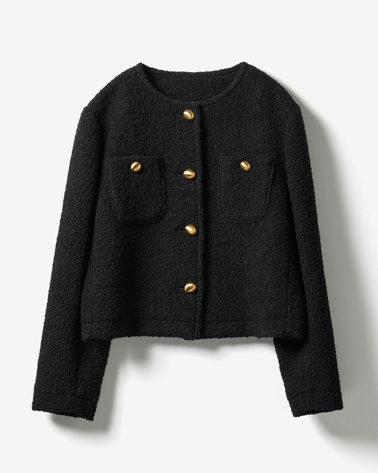 リングツイード・ノーカラージャケット 詳細画像 ブラック 10