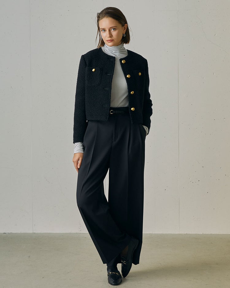 リングツイード・ノーカラージャケット 詳細画像 ブラック 7