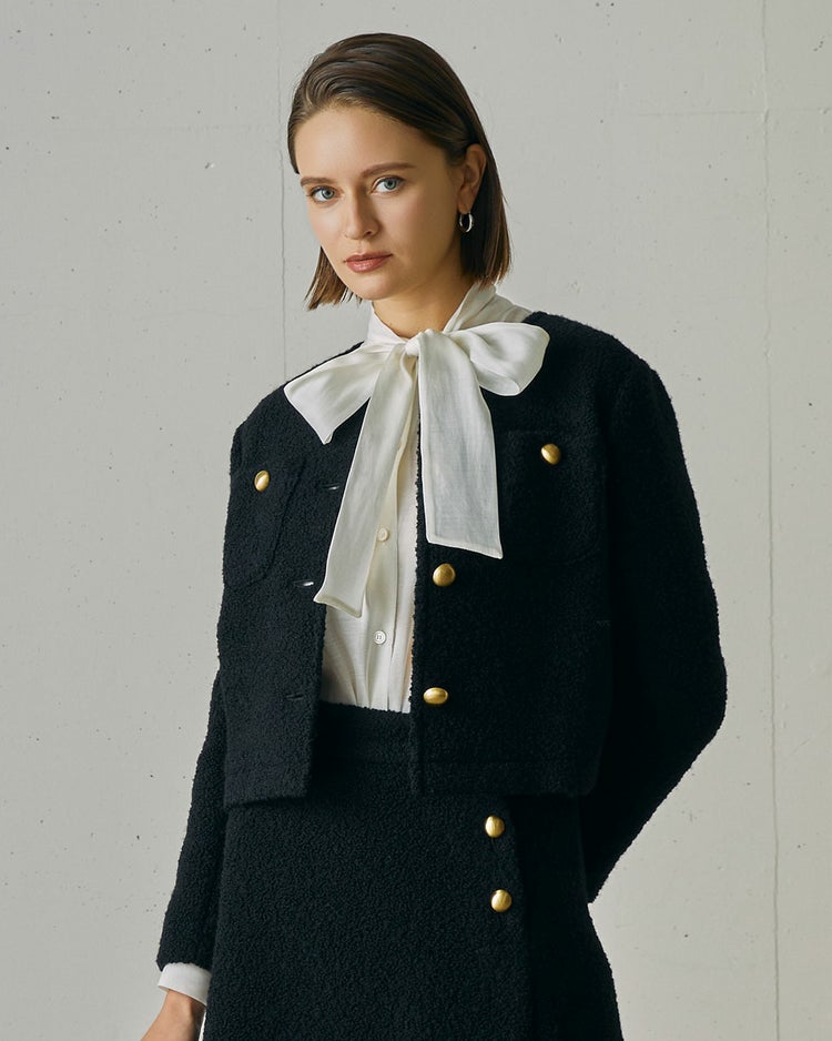 リングツイード・ノーカラージャケット 詳細画像 ブラック 1