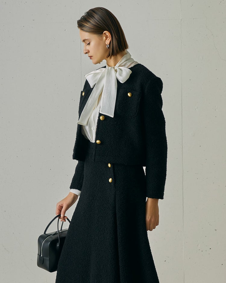 リングツイード・ノーカラージャケット 詳細画像 ブラック 2