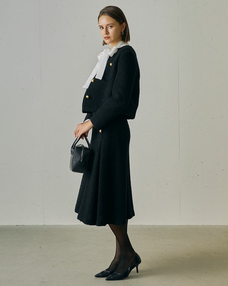 リングツイード・ノーカラージャケット 詳細画像 ブラック 3