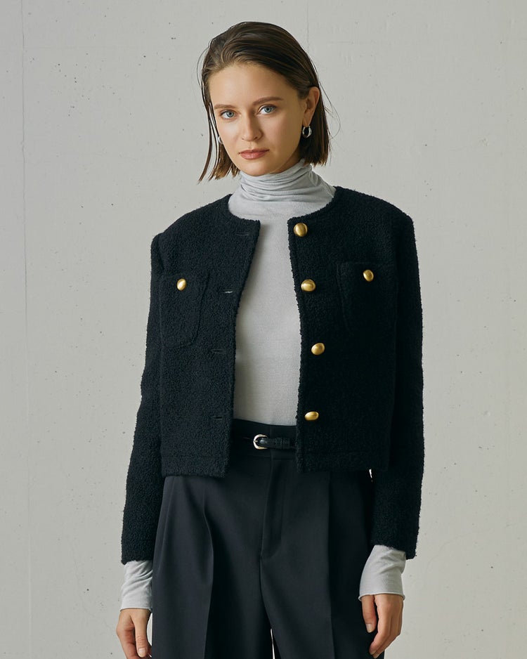 リングツイード・ノーカラージャケット 詳細画像 ブラック 4