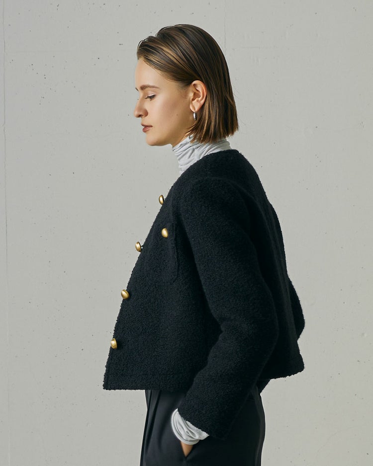 リングツイード・ノーカラージャケット 詳細画像 ブラック 5