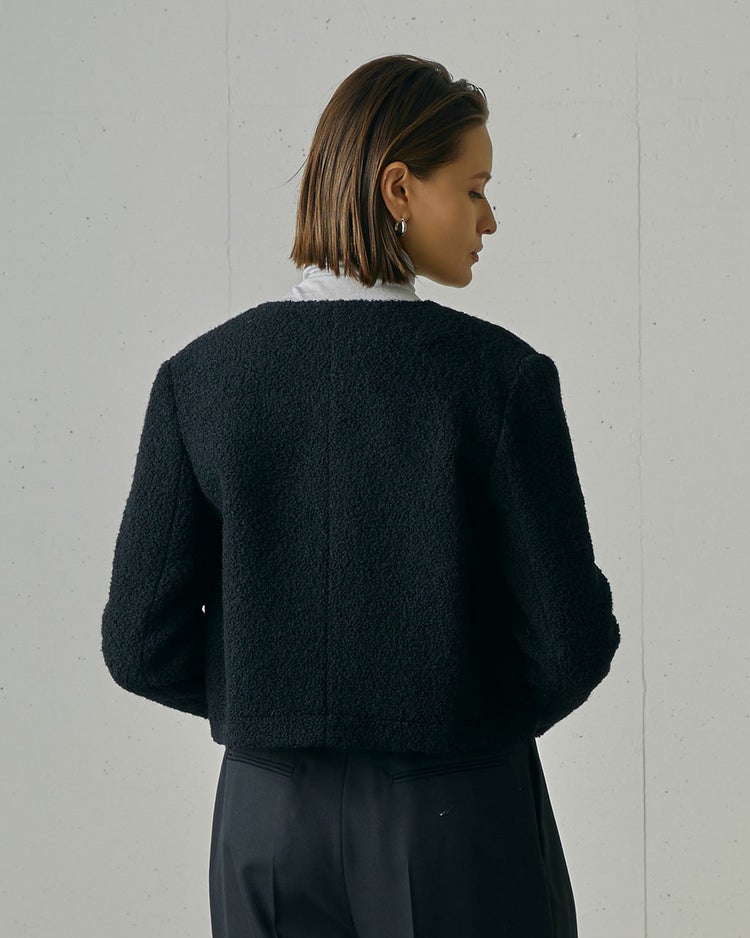 リングツイード・ノーカラージャケット 詳細画像 ブラック 6