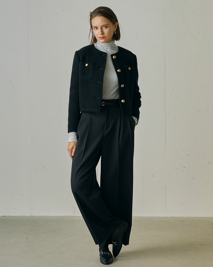 リングツイード・ノーカラージャケット 詳細画像 ブラック 7