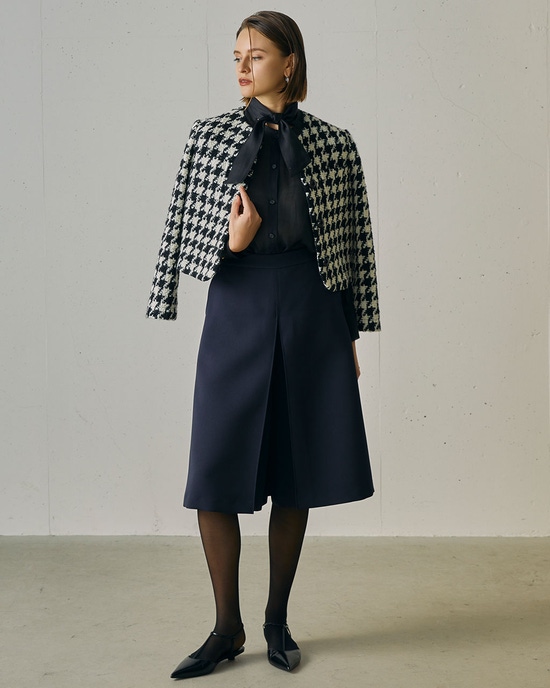 j. - 千鳥ツイード・ノーカラージャケット