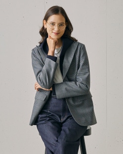 グレンチェックウール・シングルジャケット