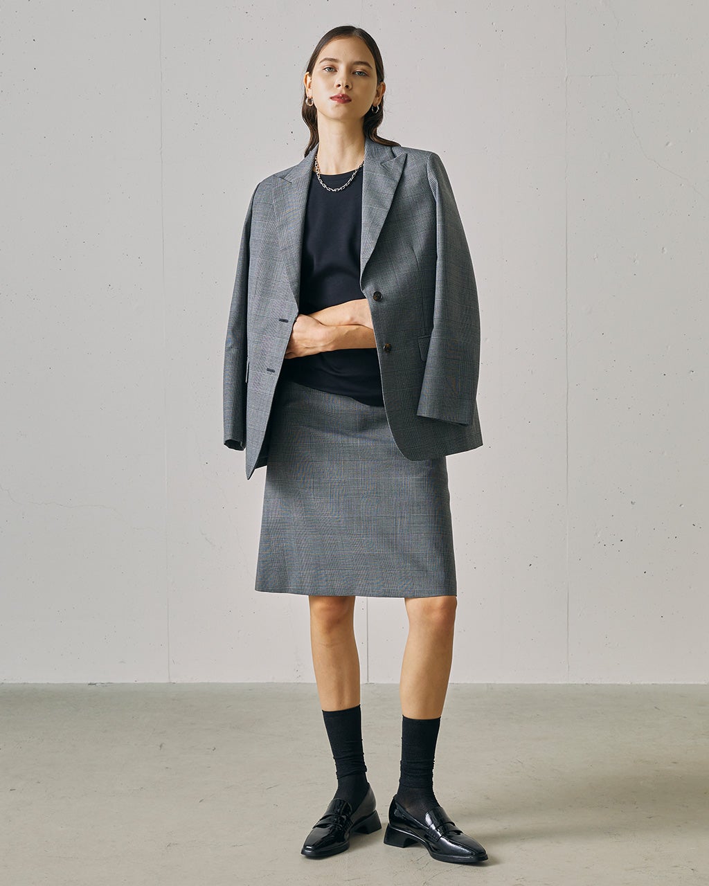 値下げ 美品 dhal ジャケット グレンチェック miniministore グレンチェック ジャケット レディース秋 -ファッション