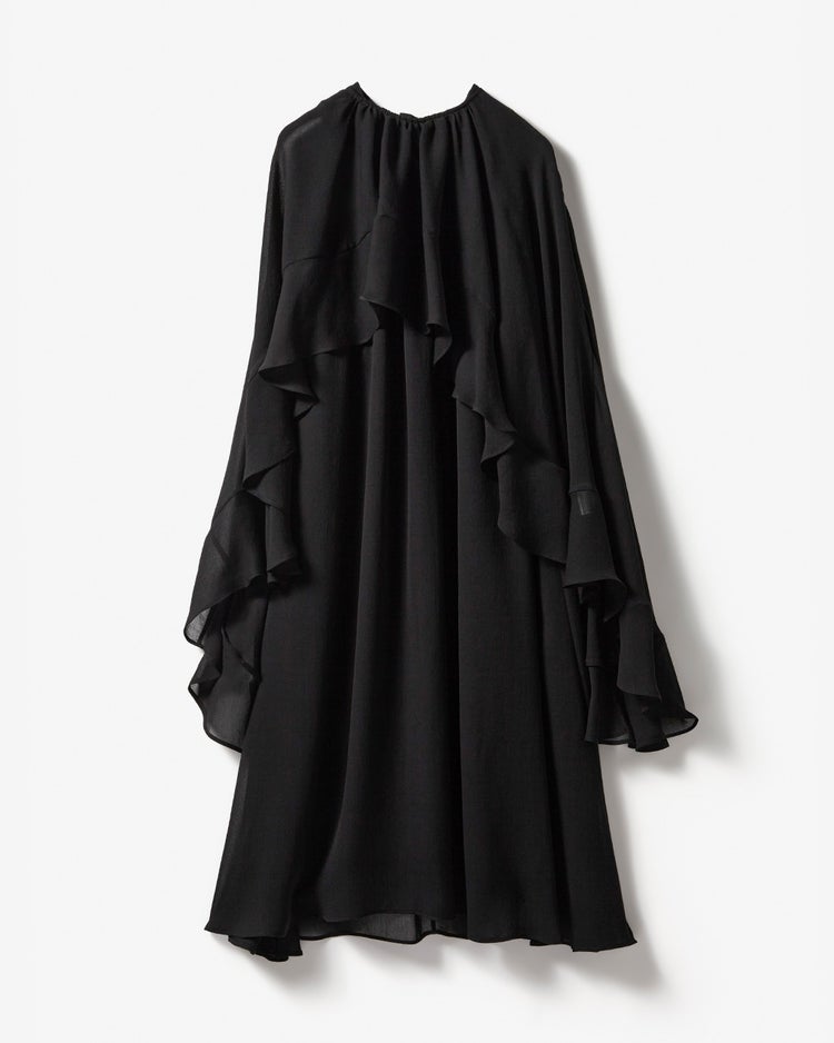 トリアセジョーゼット・フリルドレスブラウス 詳細画像 ブラック 1