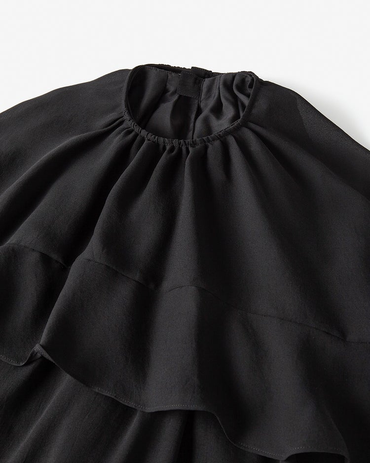 トリアセジョーゼット・フリルドレスブラウス 詳細画像 ブラック 3