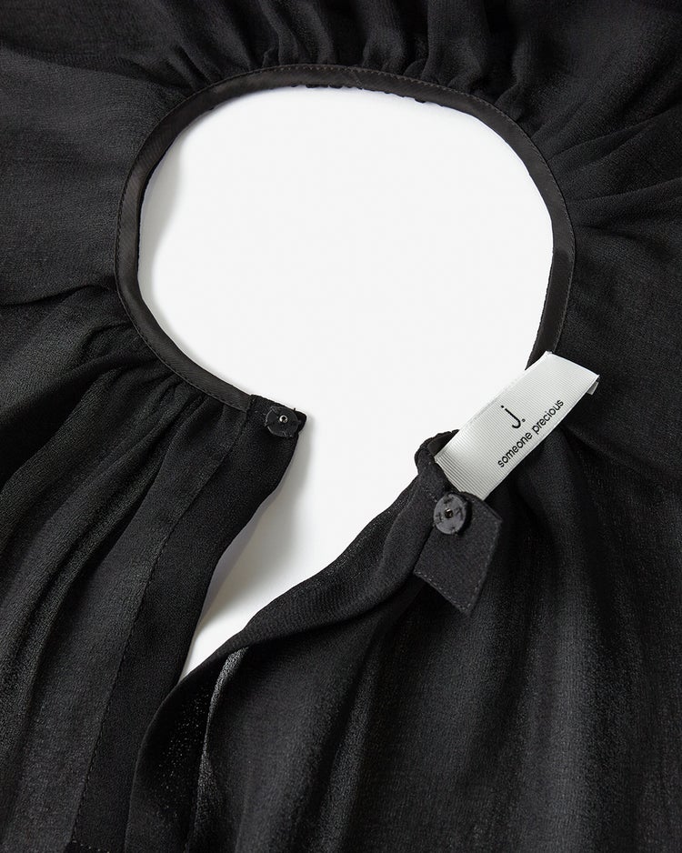 トリアセジョーゼット・フリルドレスブラウス 詳細画像 ブラック 4