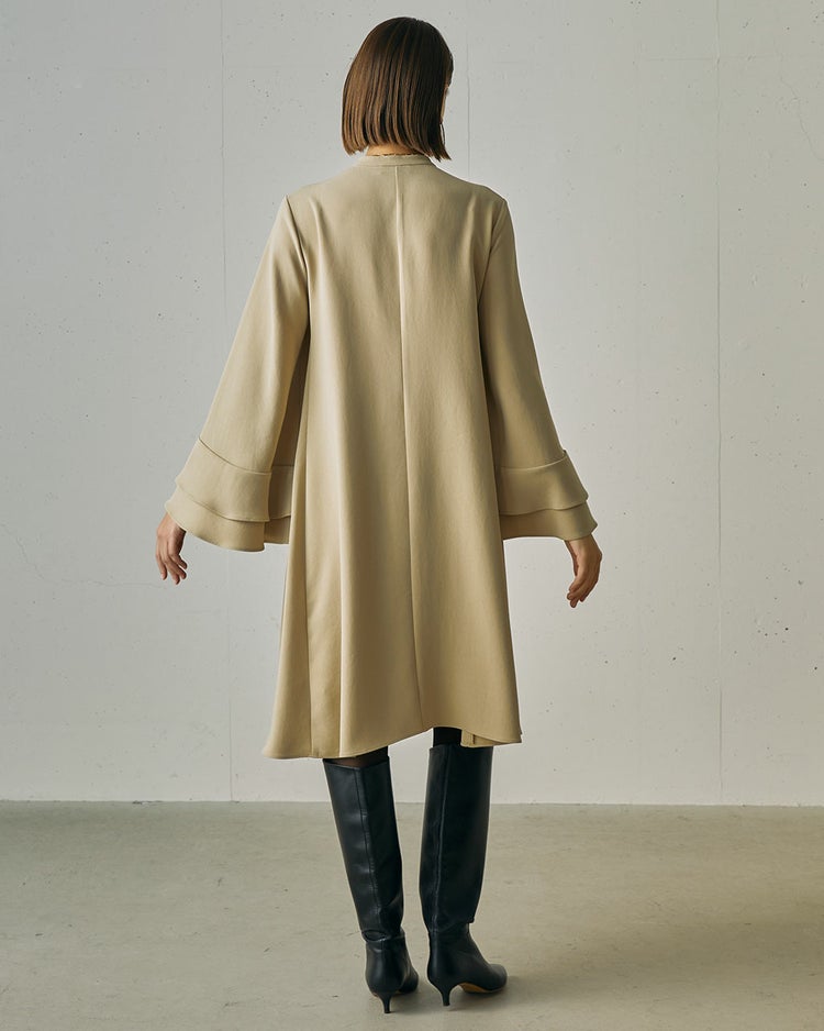 二重織ストレッチ・フリル袖ワンピース 詳細画像 ベージュ 3