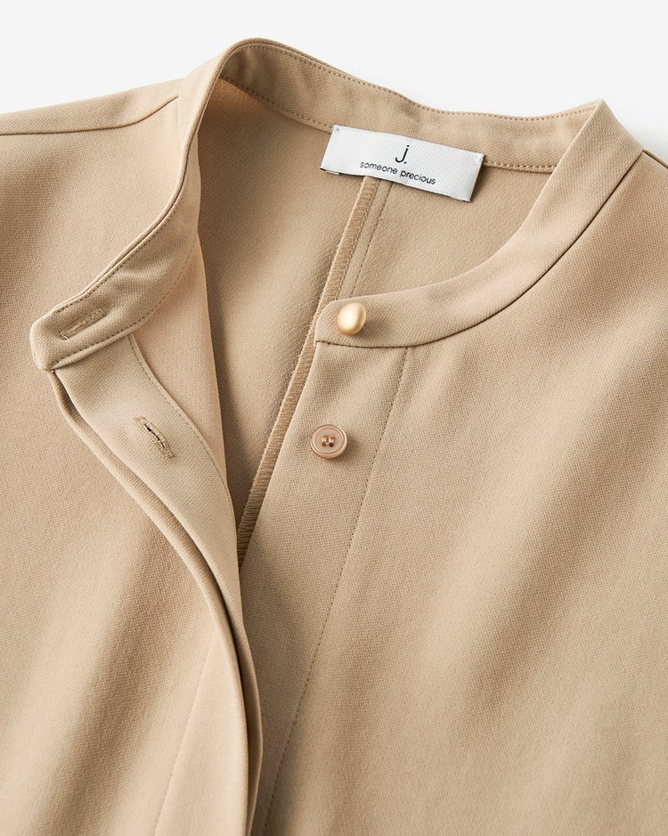 二重織ストレッチ・フリル袖ワンピース 詳細画像 ベージュ 5