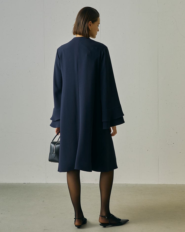 二重織ストレッチ・フリル袖ワンピース 詳細画像 ネイビー 6