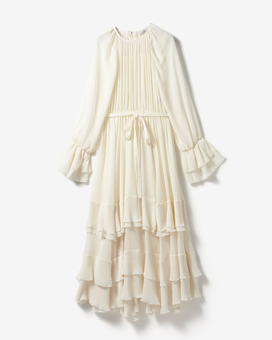 クレープジョーゼット・フリルティアードドレス