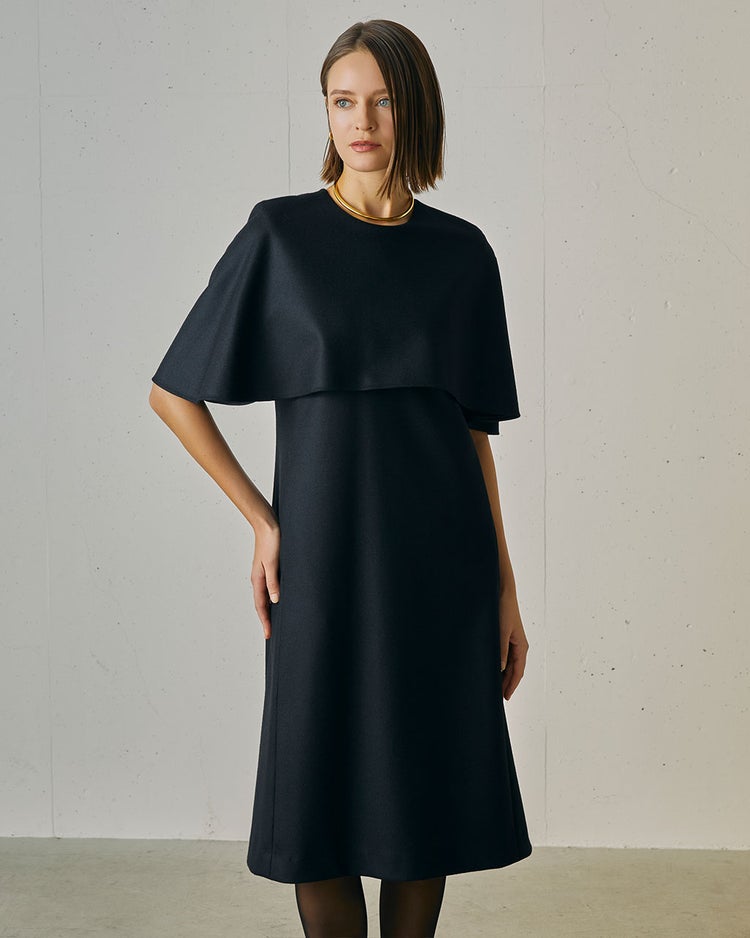 プレミアムジャージー・ケープワンピース 詳細画像 ブラック 1