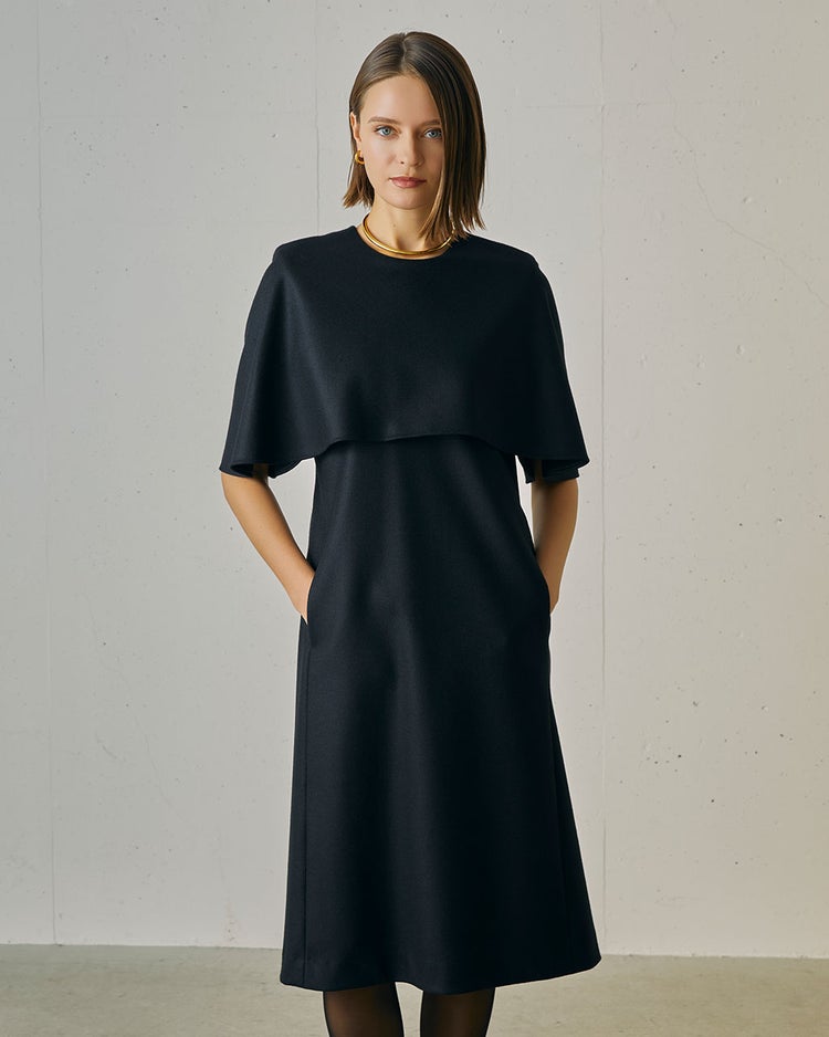プレミアムジャージー・ケープワンピース 詳細画像 ブラック 2
