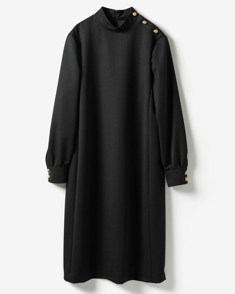 ウールギャバ・ハイネックワンピース 詳細画像 ブラック 1