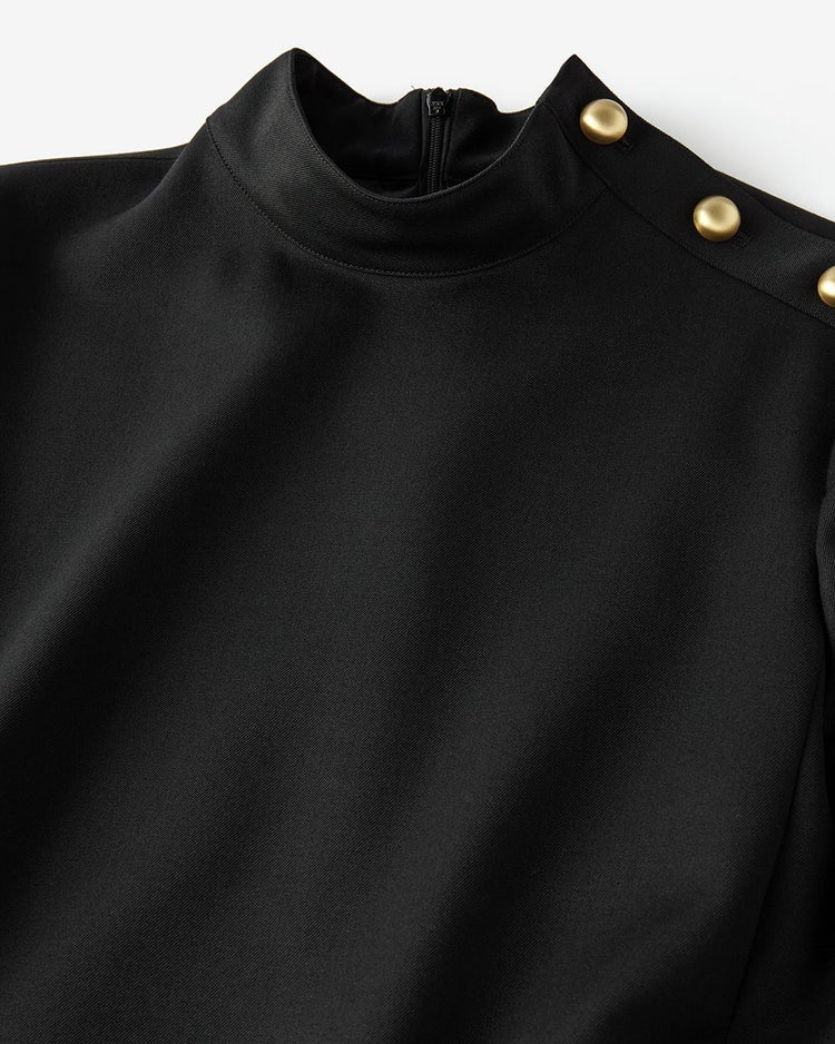 ウールギャバ・ハイネックワンピース 詳細画像 ブラック 2