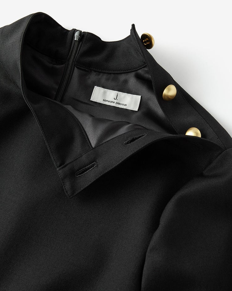 ウールギャバ・ハイネックワンピース 詳細画像 ブラック 3