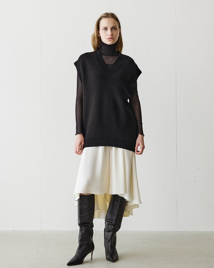 二重織ストレッチ・フレアスカートライクパンツ 詳細画像 オフホワイト 8