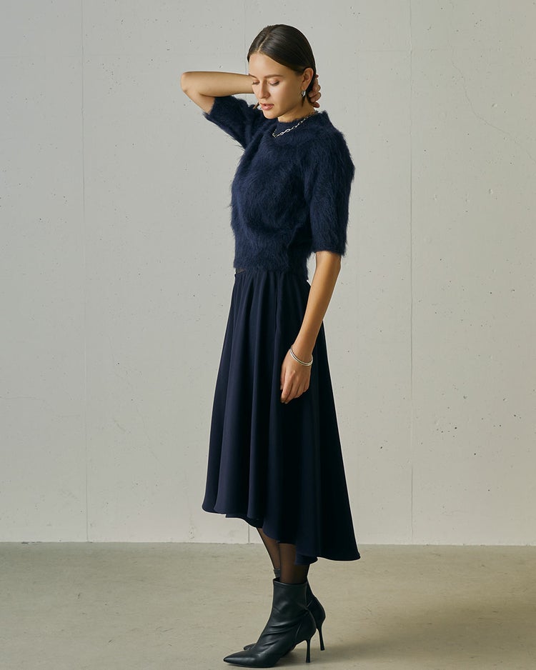 二重織ストレッチ・フレアスカートライクパンツ 詳細画像 ネイビー 5