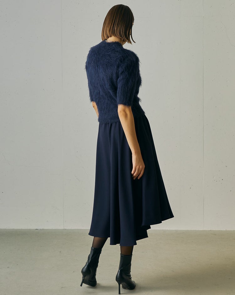 二重織ストレッチ・フレアスカートライクパンツ 詳細画像 ネイビー 6