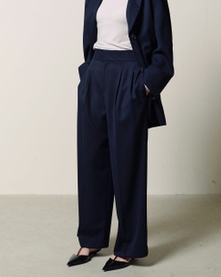 ウールヴィスコース・2タックワイドパンツ