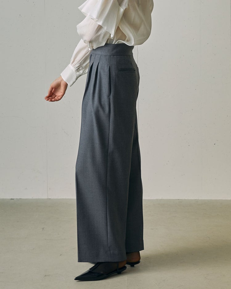 ドビーダブルクロス・2タックワイドパンツ 詳細画像 グレー 2