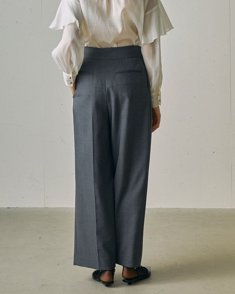 ドビーダブルクロス・2タックワイドパンツ 詳細画像 グレー 3