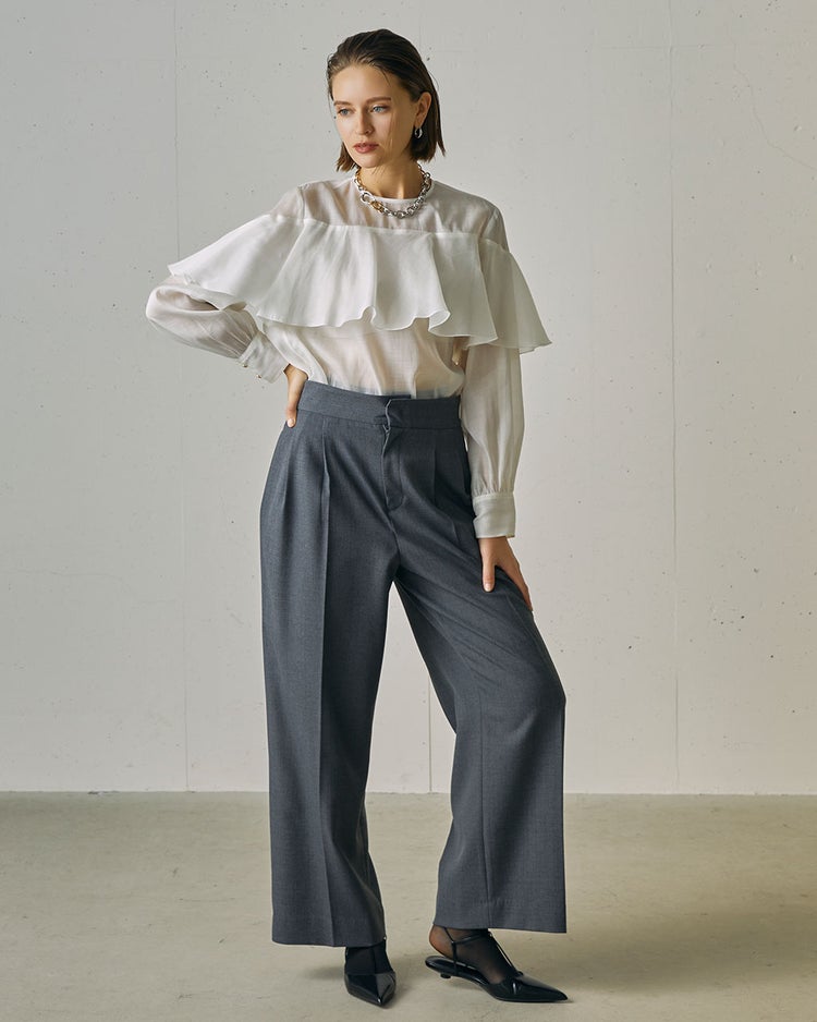 ドビーダブルクロス・2タックワイドパンツ 詳細画像 グレー 6