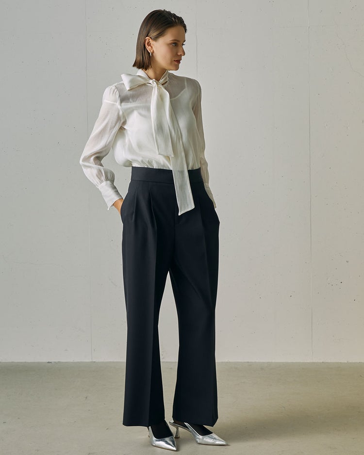 ドビーダブルクロス・2タックワイドパンツ 詳細画像 ブラック 3