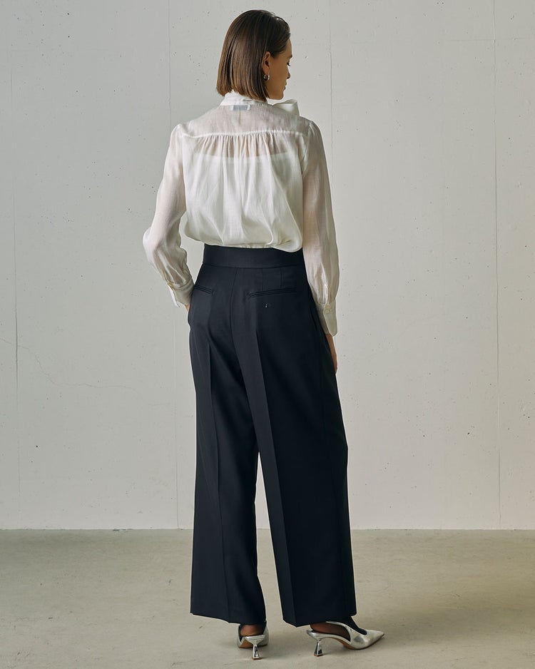 ドビーダブルクロス・2タックワイドパンツ 詳細画像 ブラック 4