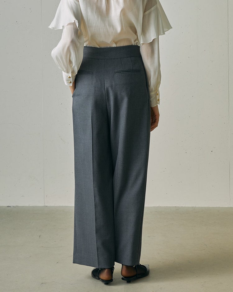 ドビーダブルクロス・2タックワイドパンツ 詳細画像 グレー 3