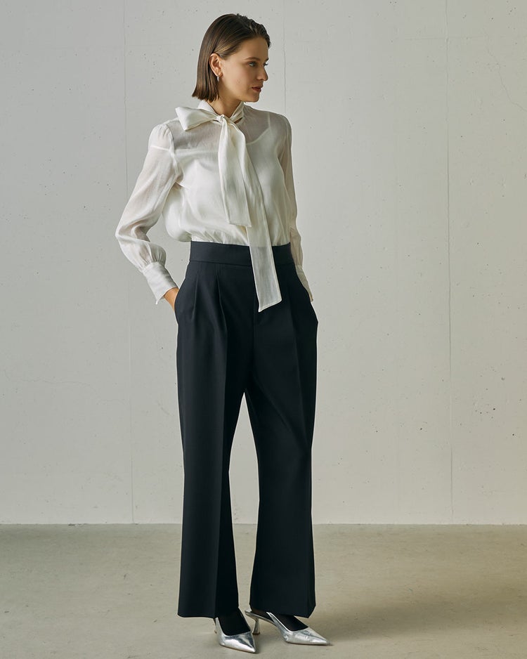 ドビーダブルクロス・2タックワイドパンツ 詳細画像 ブラック 3