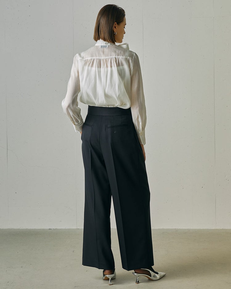 ドビーダブルクロス・2タックワイドパンツ 詳細画像 ブラック 4