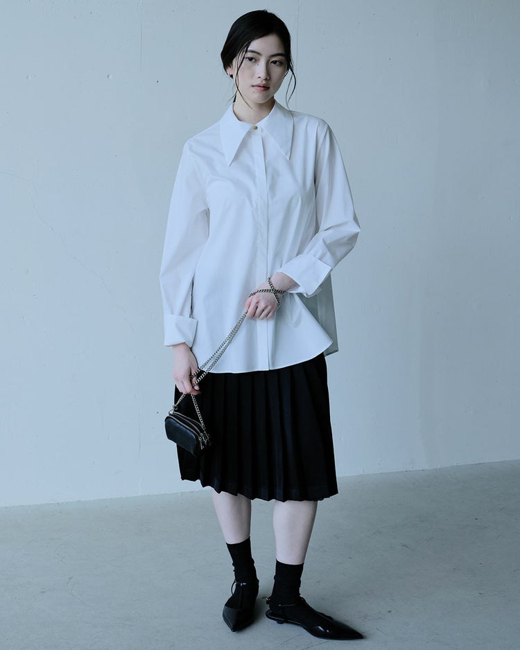 高密度コットン・ビッグカラードレスシャツ 詳細画像 ホワイト 6