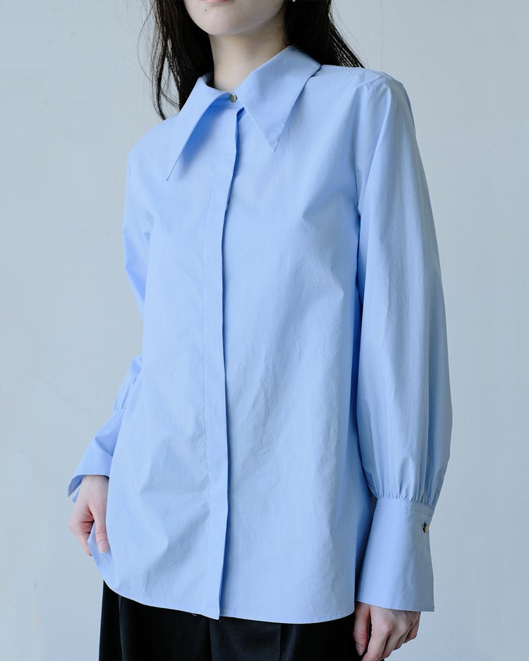 高密度コットン・ビッグカラードレスシャツ 詳細画像 サックス 2