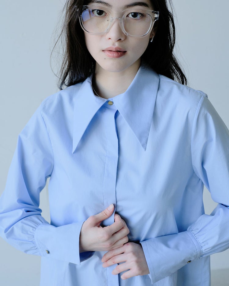 高密度コットン・ビッグカラードレスシャツ 詳細画像 サックス 3