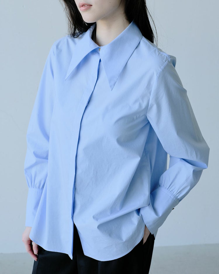 高密度コットン・ビッグカラードレスシャツ 詳細画像 サックス 4