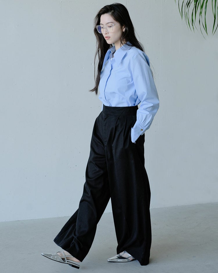 高密度コットン・ビッグカラードレスシャツ 詳細画像 サックス 7