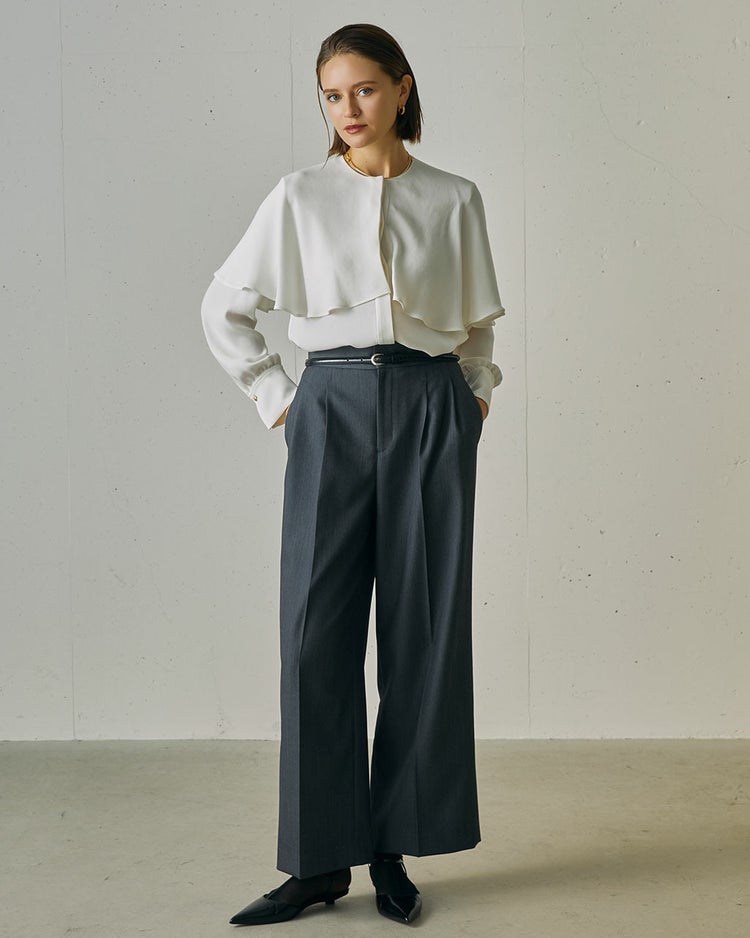 ドレープアセテート・イレギュラーヘムブラウス 詳細画像 ホワイト 5